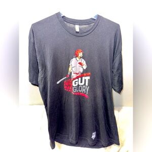 John Kruk Philadelphia Phillies Caricature No Gut No Glory Single Stitch T-Shirt